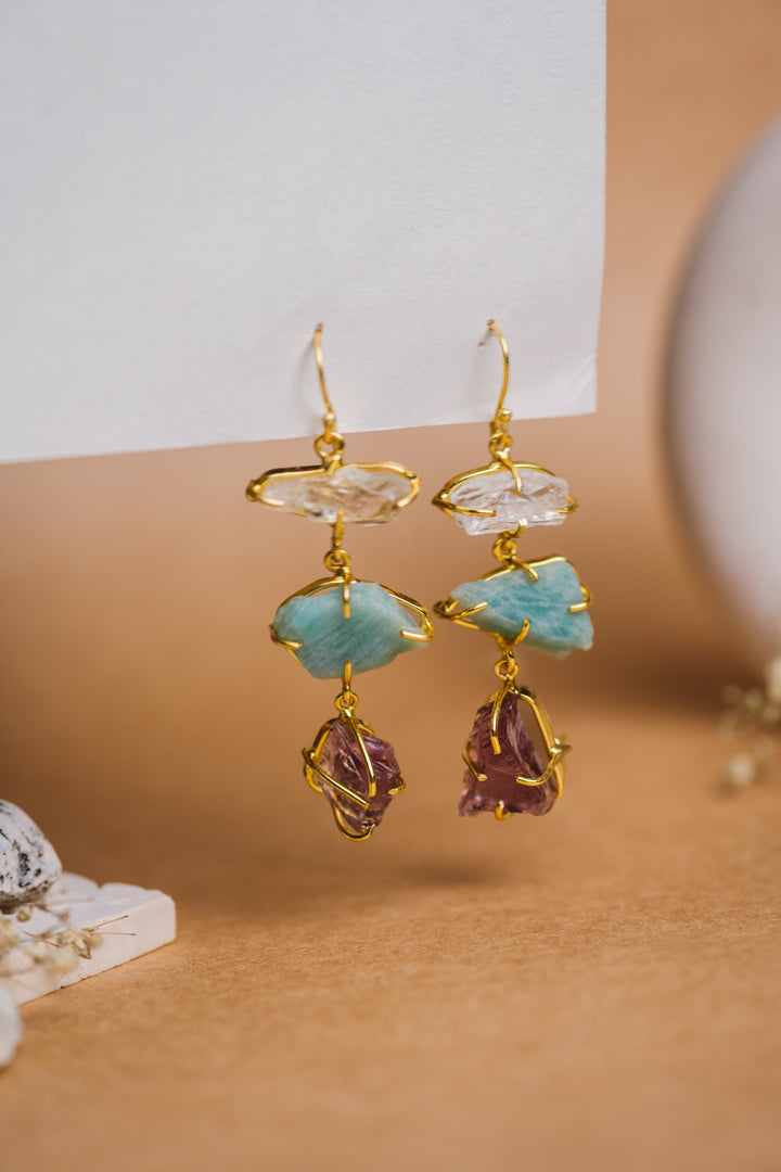 Three Stone Crystal Earring