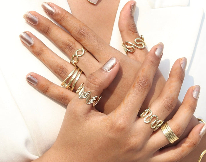 6 Statement Ring (Set of 6 Adjustable  Rings)