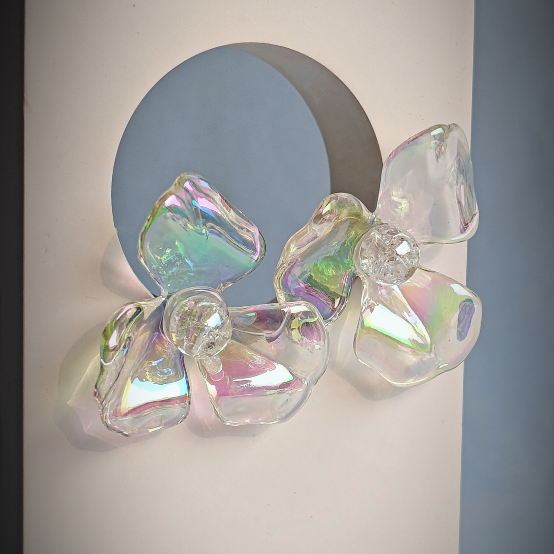 HOLOGRAPHIC FLORAL EARRING-Adorelane