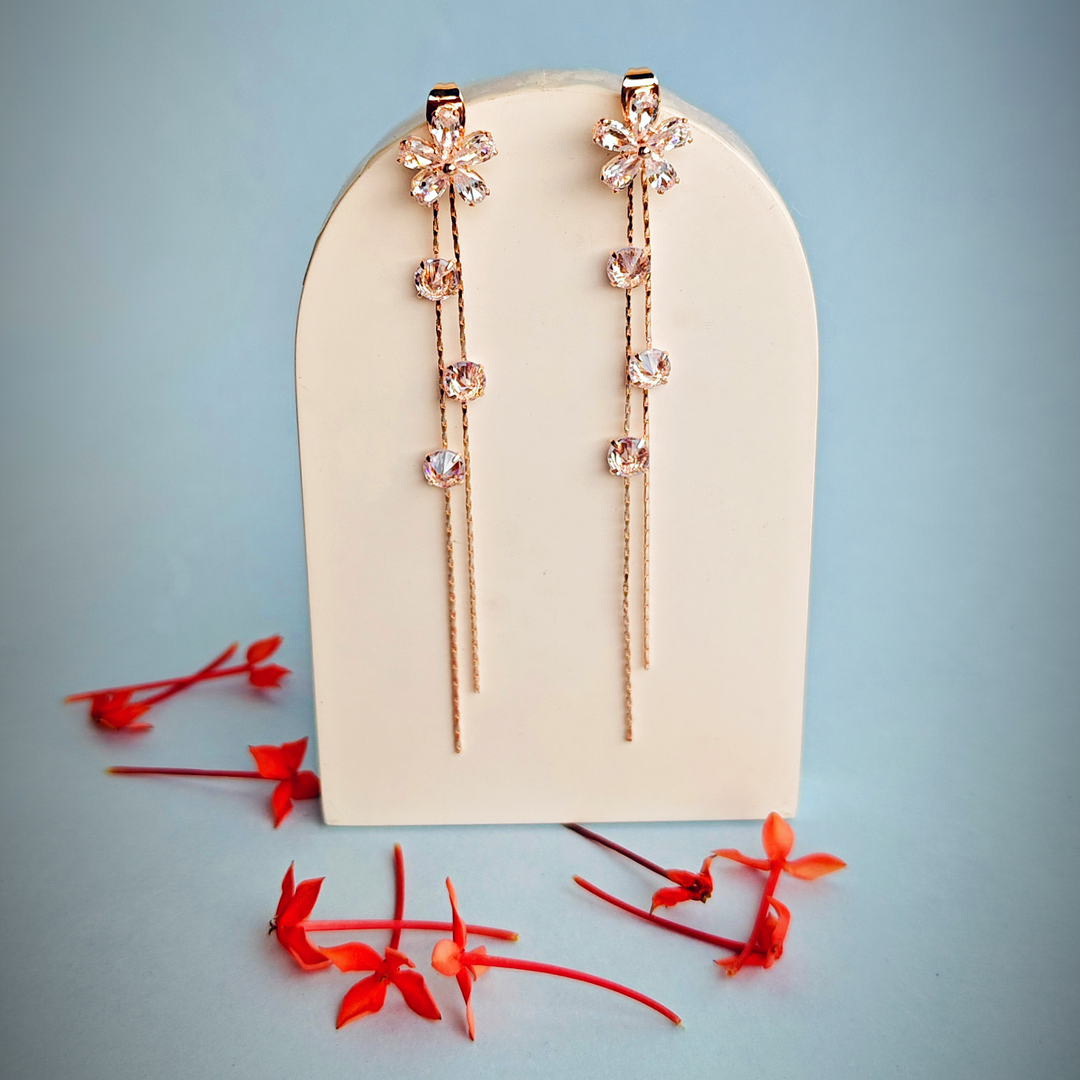 FLOWER TASSEL EARRING-Adorelane