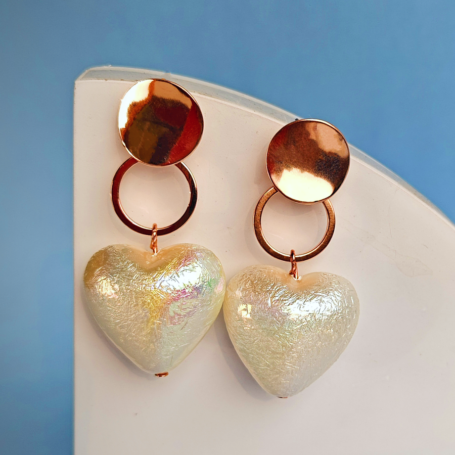 HEART DANGLE EARRINGS-Adorelane