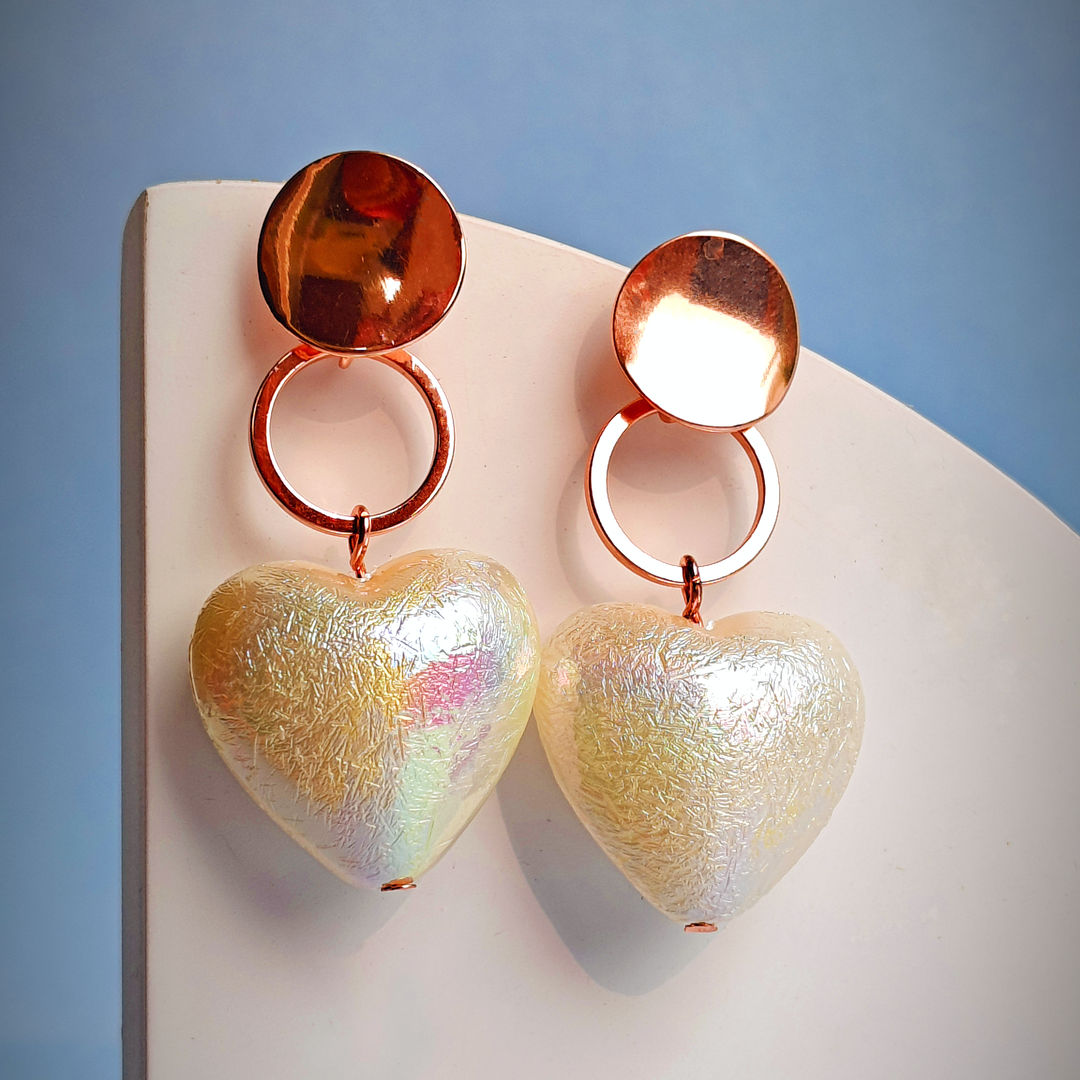 HEART DANGLE EARRINGS-Adorelane