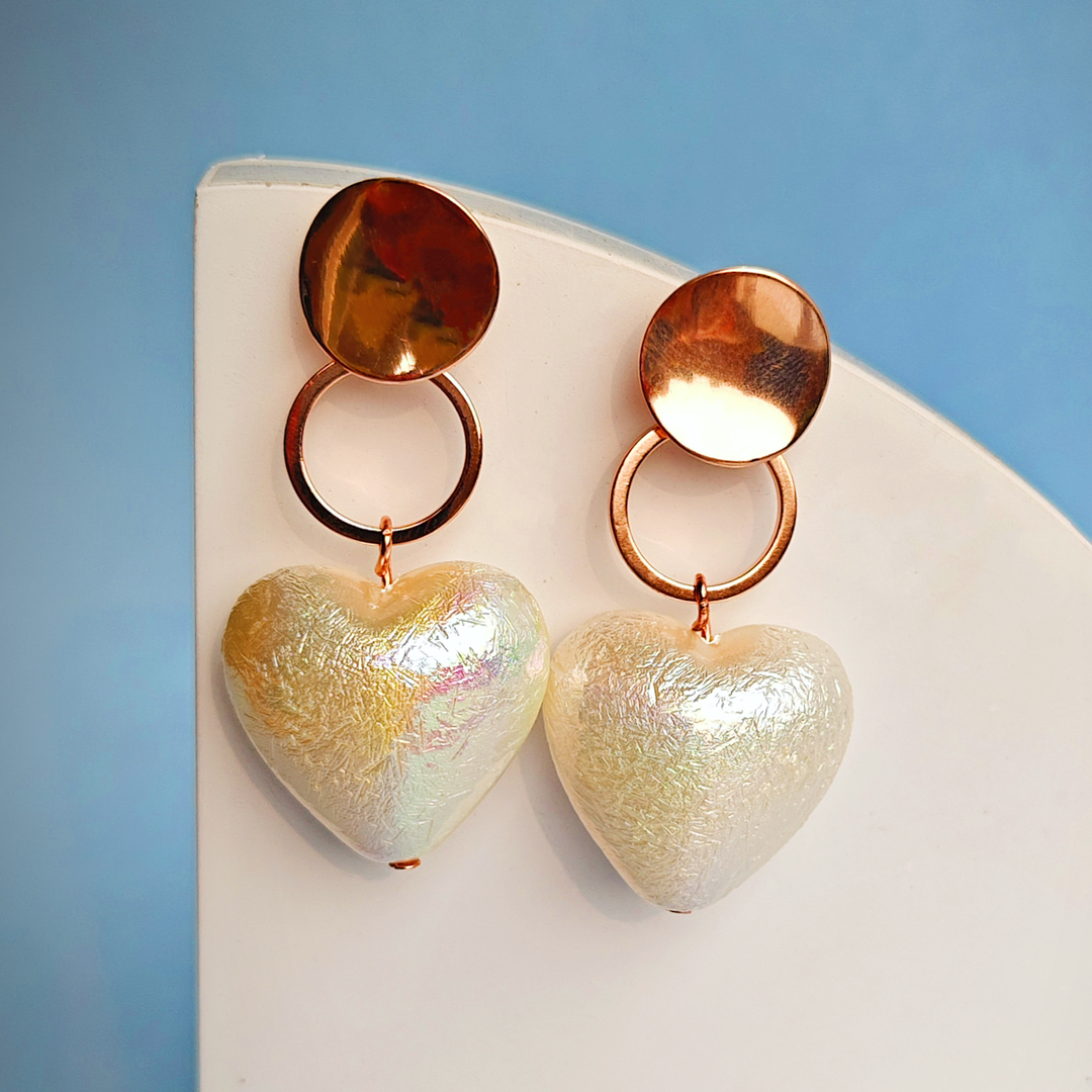 HEART DANGLE EARRINGS-Adorelane