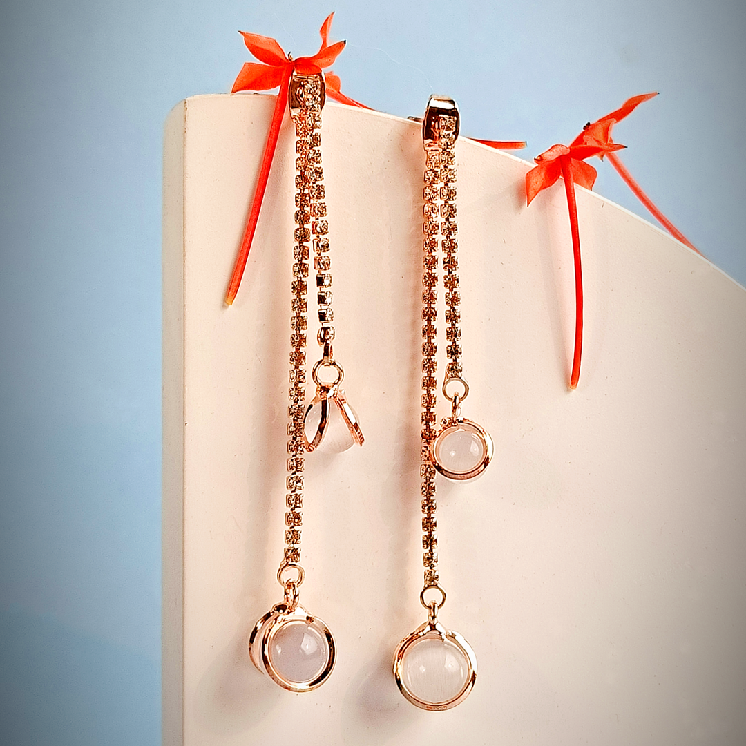 PEARL DROP TASSEL EARRINGS-Adorelane