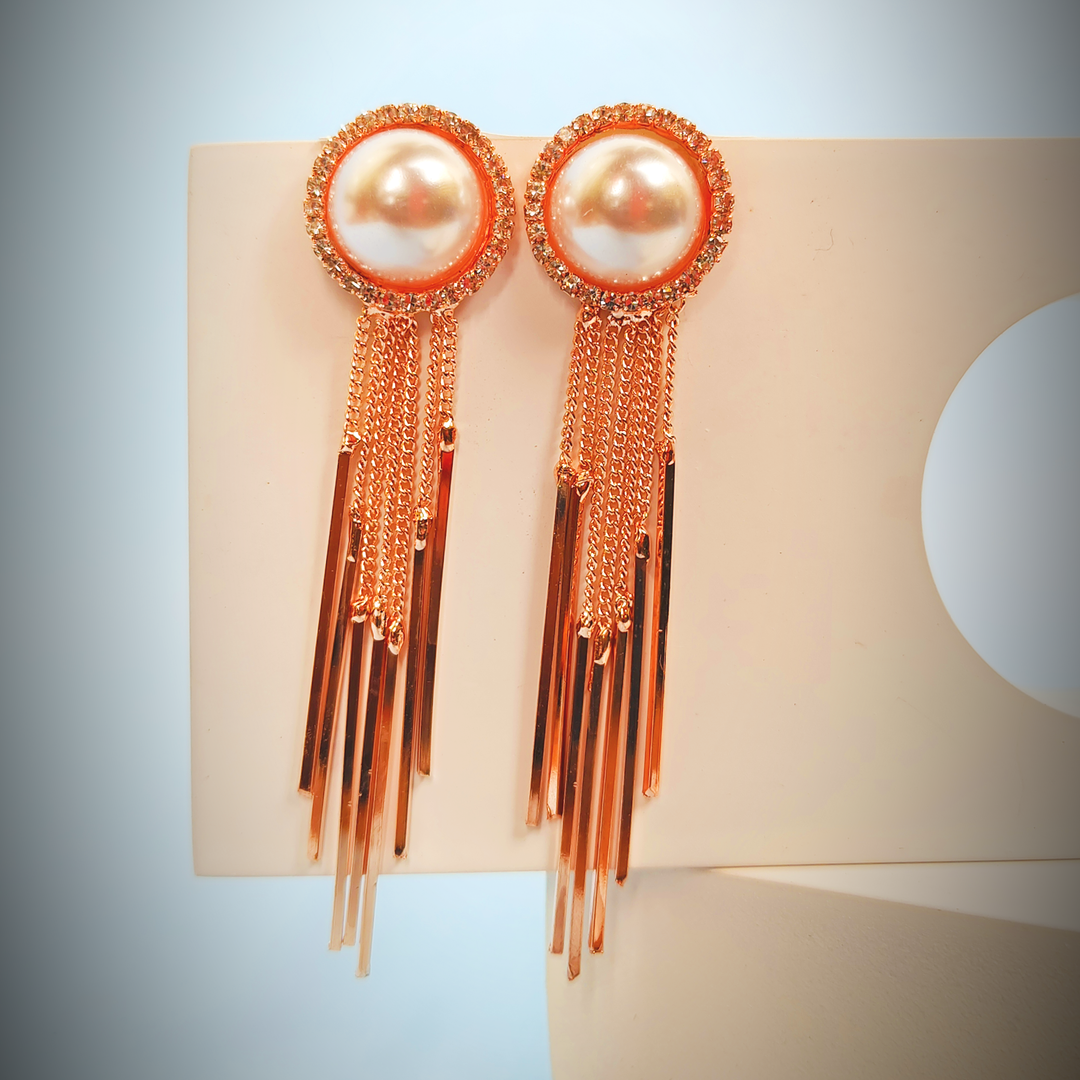 PEARL TASSEL EARRINGS-Adorelane