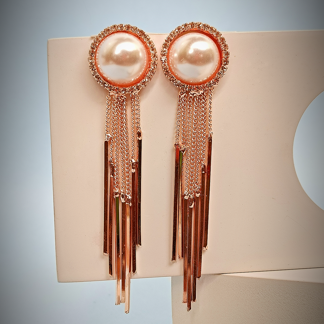 PEARL TASSEL EARRINGS-Adorelane