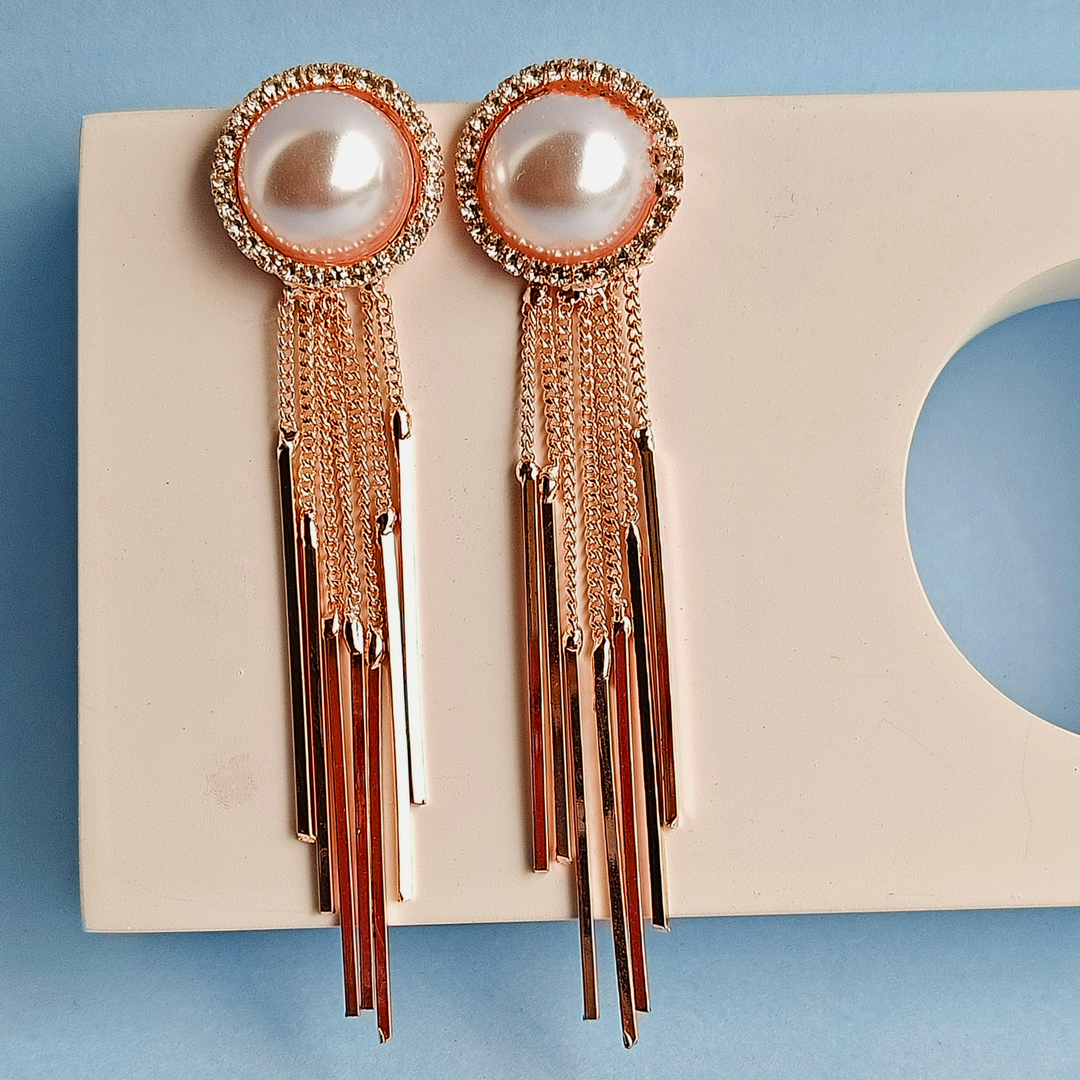 PEARL TASSEL EARRINGS-Adorelane