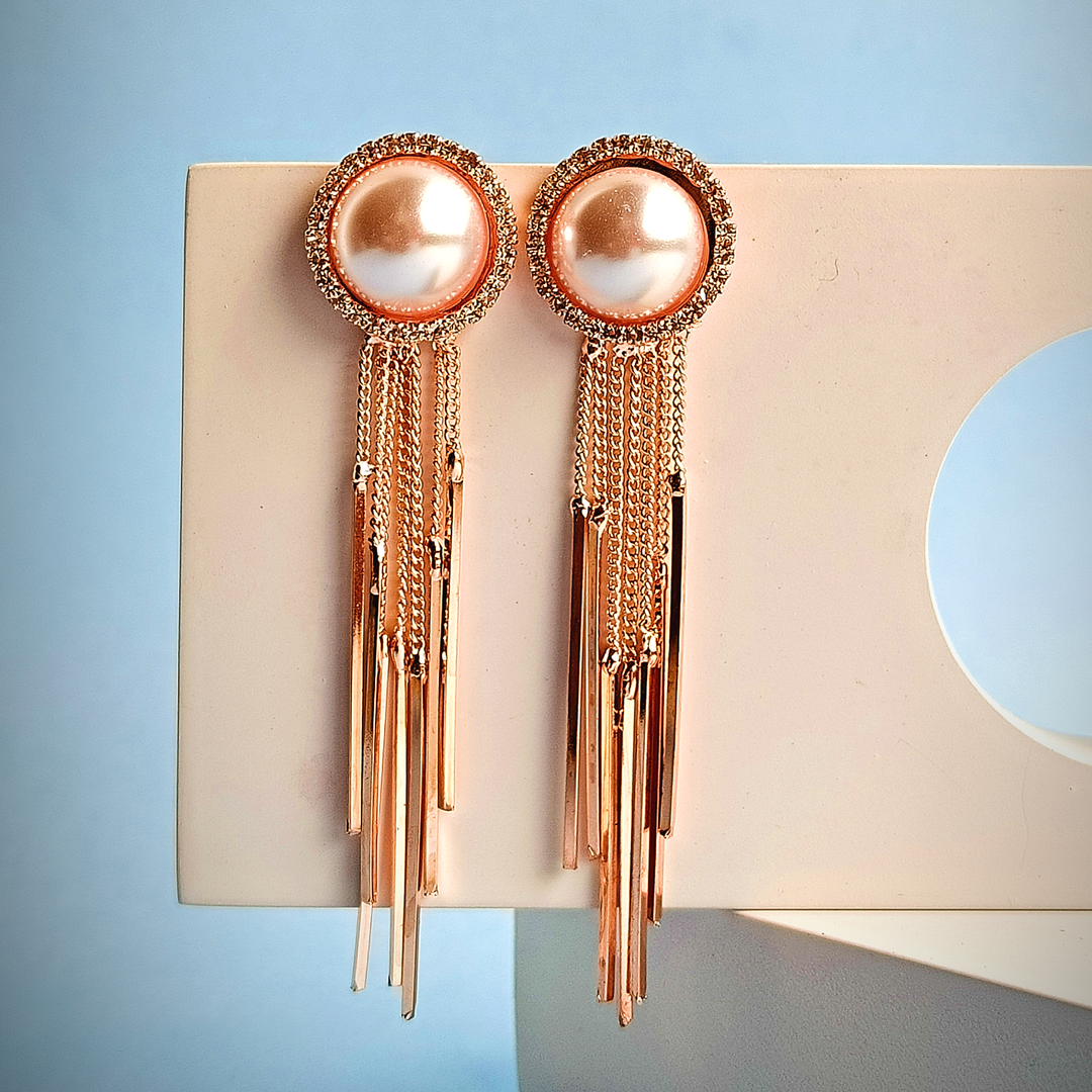 PEARL TASSEL EARRINGS-Adorelane