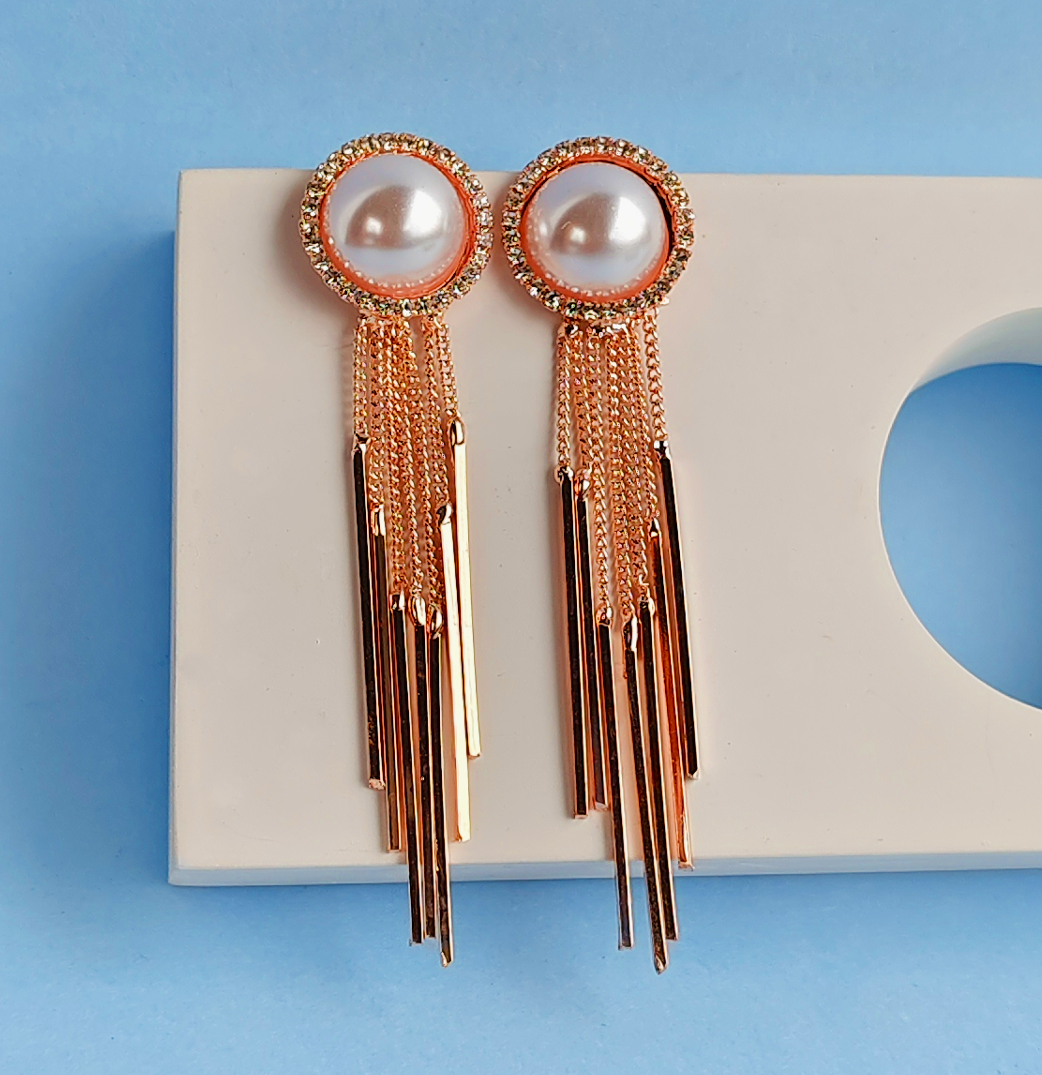 PEARL TASSEL EARRINGS-Adorelane