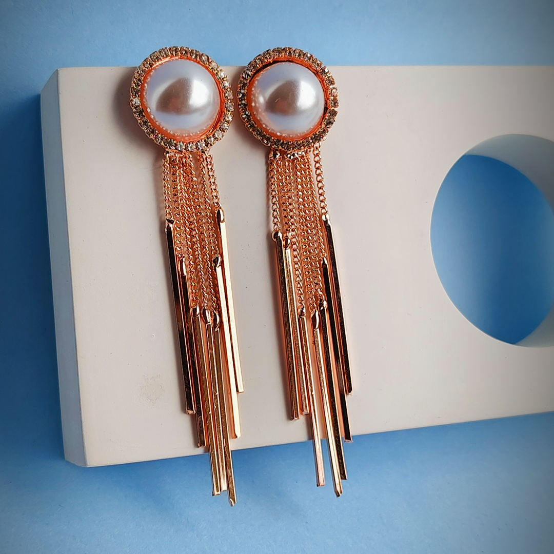 PEARL TASSEL EARRINGS-Adorelane