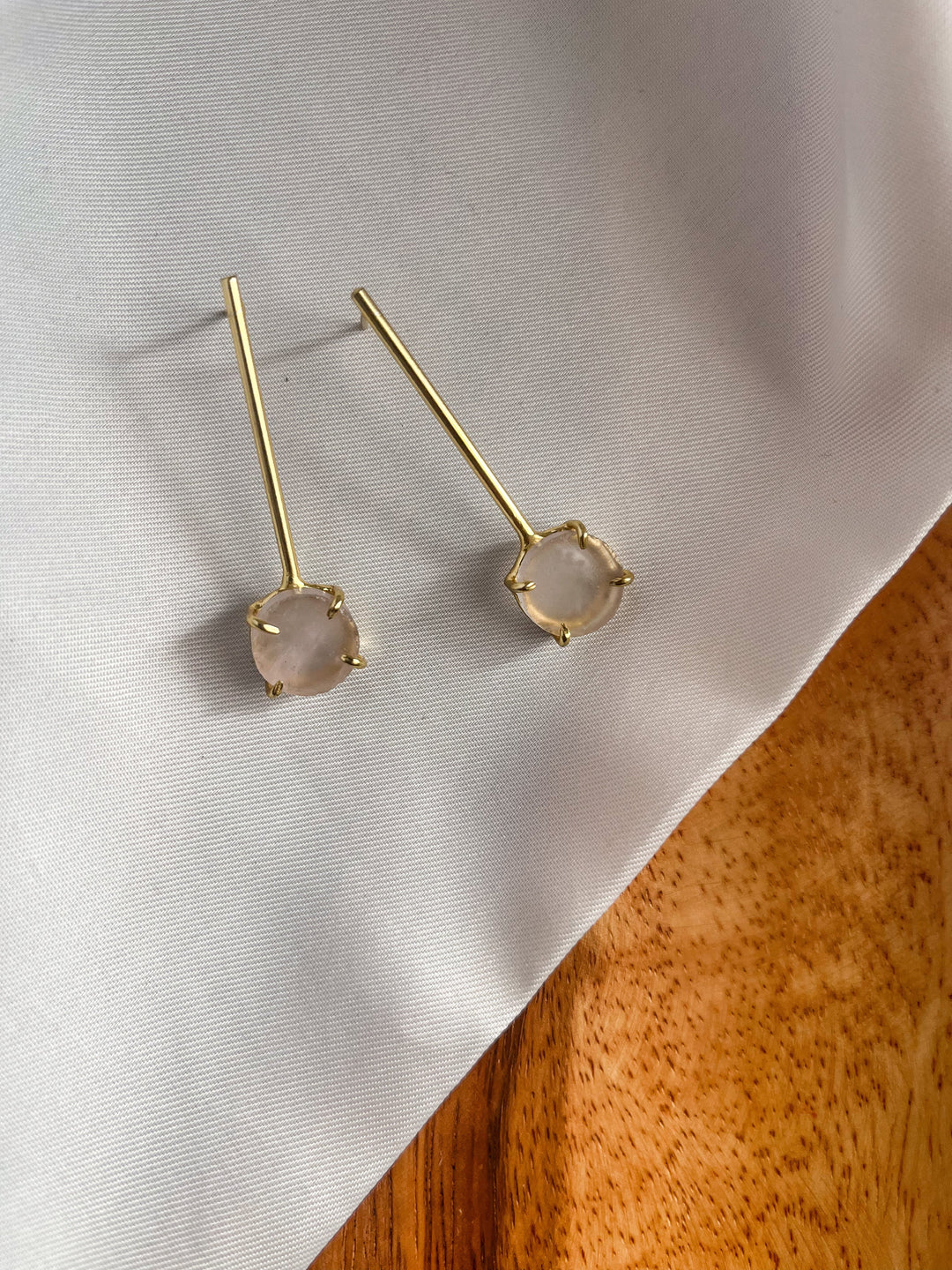 Long Rose Quartz Crystal Earring